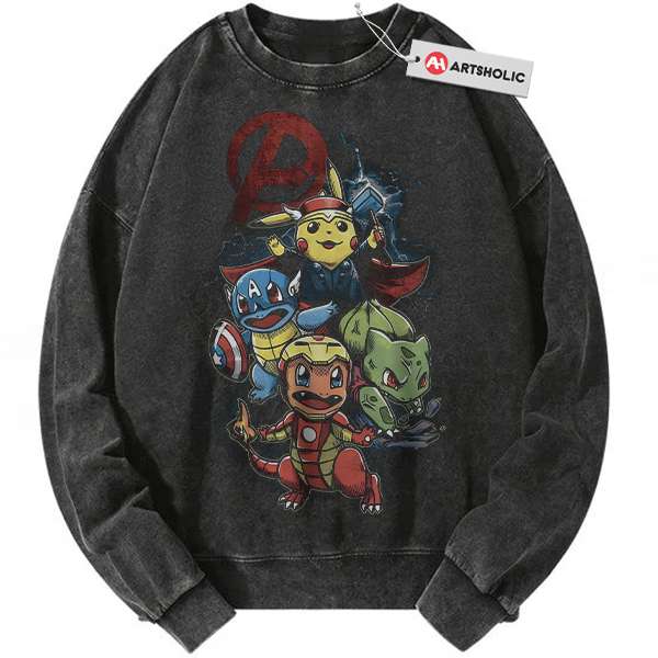 Marvel x Pokemon Sweatshirt, PKM Sweatshirt, Anime Sweatshirt, Vintage Sweater