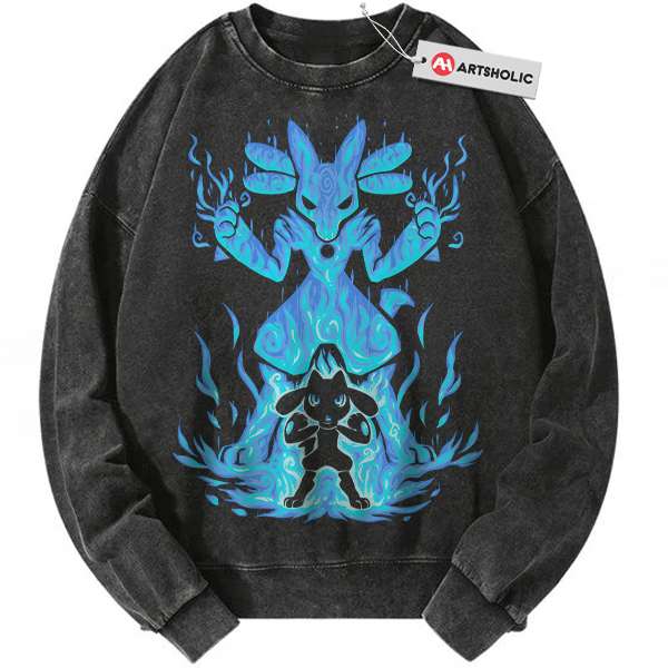 Lucario Sweatshirt, Riolu Sweatshirt, Pokemon Sweatshirt, PKM Sweatshirt, Anime Sweatshirt, Vintage Sweater