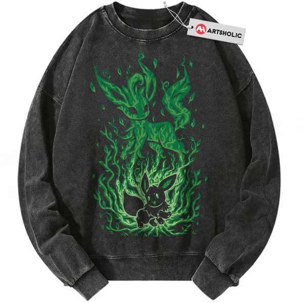 Leafeon Sweatshirt, Eevee Sweatshirt, Pokemon Sweatshirt, PKM Sweatshirt, Anime Sweatshirt, Vintage Sweater