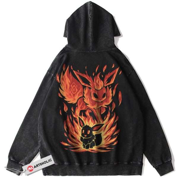 Flareon Hoodie, Eevee Hoodie, Pokemon Hoodie, PKM Hoodie, Anime Hoodie, Vintage Hoodie