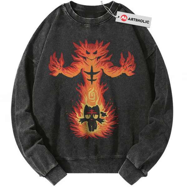 Litten Sweatshirt, Incineroar Sweatshirt, Pokemon Sweatshirt, PKM Sweatshirt, Anime Sweatshirt, Vintage Sweater