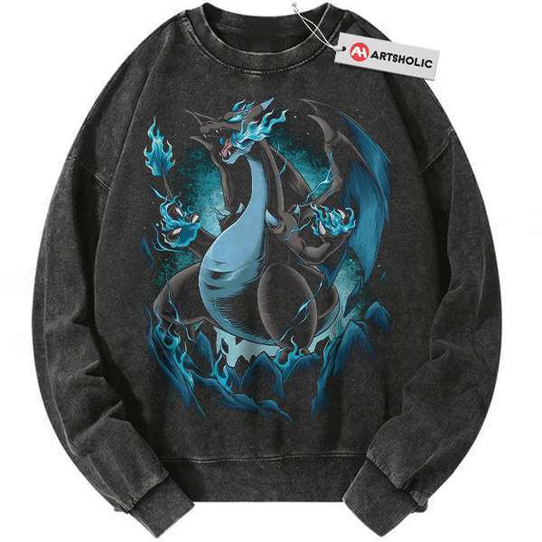 Mega Charizard X Sweatshirt, Pokemon Sweatshirt, PKM Sweatshirt, Anime Sweatshirt, Vintage Sweater