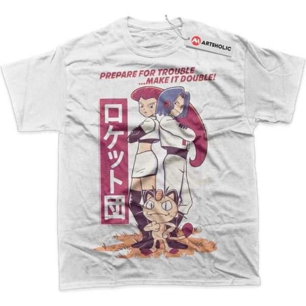 Team Rocket Shirt, Pokemon Shirt, PKM Shirt, Anime Shirt, Graphic T-Shirt - White, M