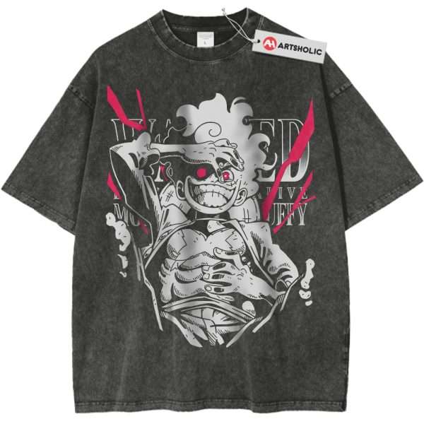 Monkey D Luffy Gear 5 Shirt, One Piece Shirt, Anime Shirt, Vintage Tee - Pirate Gray, 3XL