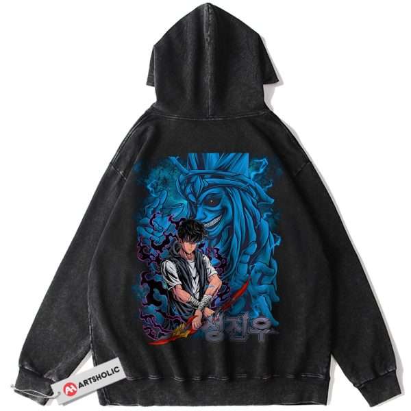 Sung Jinwoo Hoodie, Statue of God Hoodie, Solo Leveling Hoodie, Anime Hoodie, Vintage Hoodie