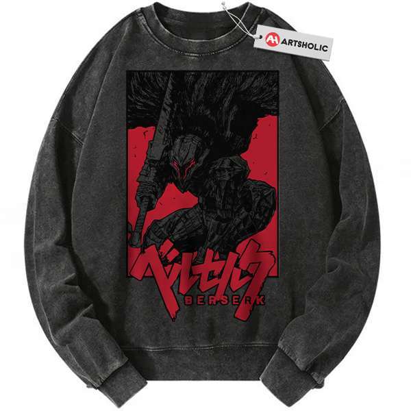 Guts Sweatshirt, Berserk Sweatshirt, Anime Sweatshirt, Vintage Sweater - Black, 2XL