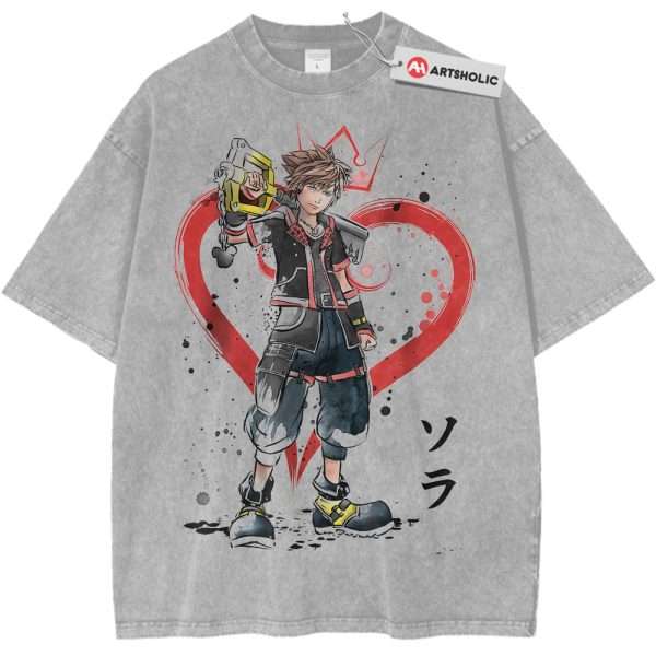 Sora Shirt, Kingdom Hearts Shirt, Game Shirt, Vintage Tee - Light Gray, L