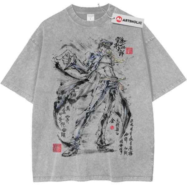 Jotaro Kujo Shirt, JoJo's Bizarre Adventure Shirt, Anime Shirt, Vintage T-Shirt - Light Gray, M
