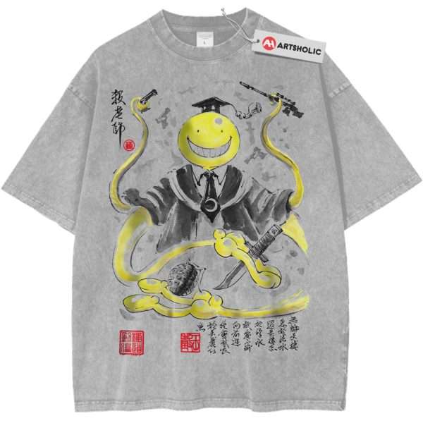 Korosensei Shirt, Assassination Classroom Shirt, Anime Shirt, Vintage Tee - Light Gray, L