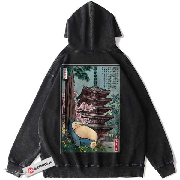 Snorlax Hoodie, Pokemon Hoodie, Anime Hoodie, Vintage Hoodie - Black, L