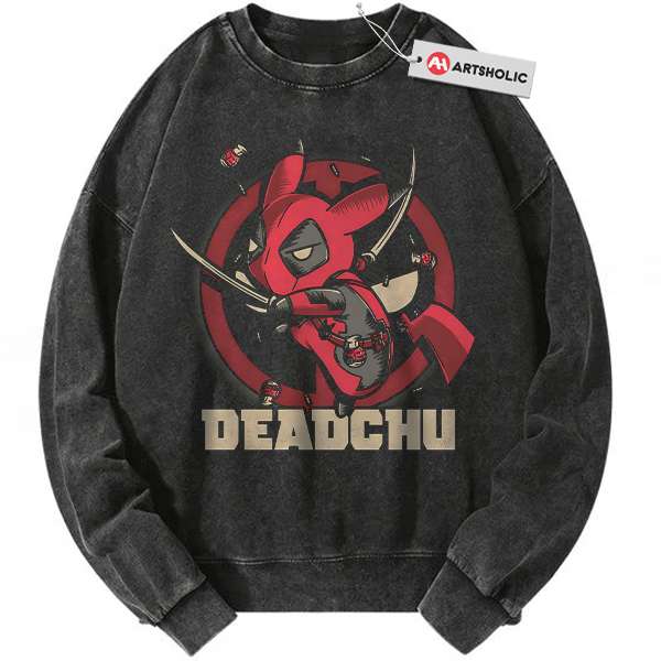 Deadpool x Pikachu Sweatshirt, Pokemon Sweatshirt, PKM Sweatshirt, Anime Sweatshirt, Vintage Sweatshirt