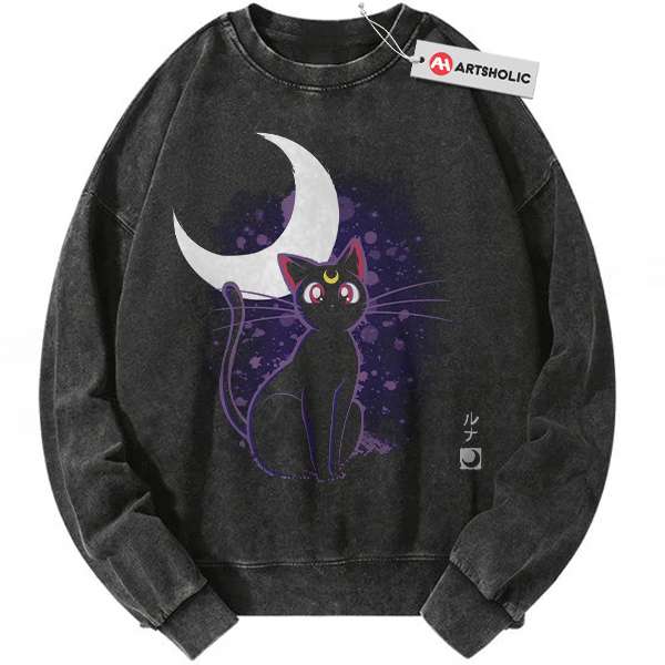 Luna Cat Sweatshirt, Sailor Moon Sweatshirt, Anime Sweatshirt, Vintage Sweater