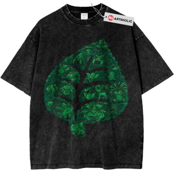Grass-Type Pokemon Shirt, PKM Shirt, Anime Shirt, Vintage T-Shirt