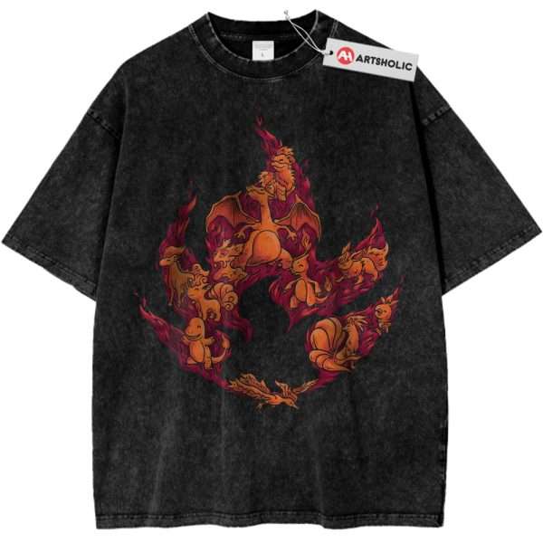 Fire-Type Pokemon Shirt, PKM Shirt, Anime Shirt, Vintage T-Shirt