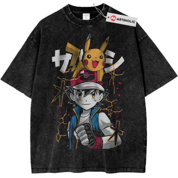 Pikachu vs Ash Ketchum Shirt, Pokemon Shirt, PKM Shirt, Anime Shirt, Vintage T-Shirt
