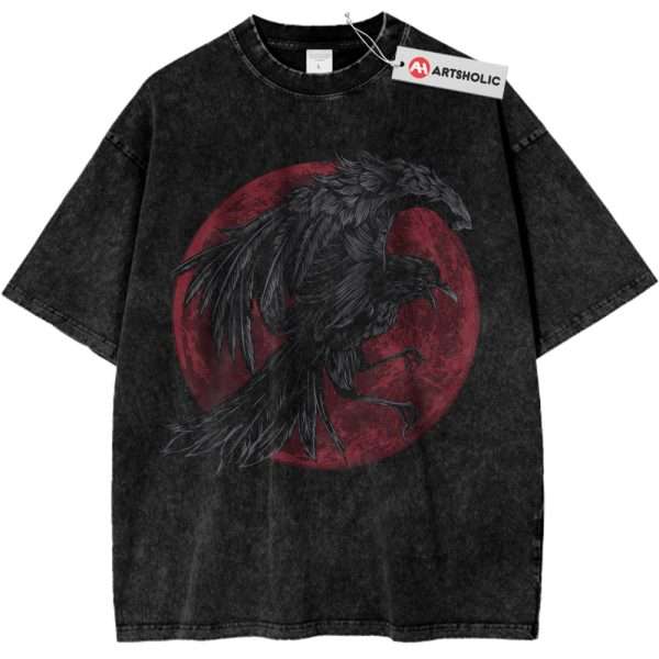 Crow Red Moon Shirt, Animal Shirt, Vintage T-Shirt