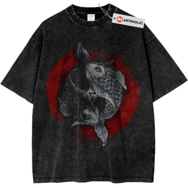 Koi Fish Yin Yang Shirt, Animal Lover Shirt, Vintage T-Shirt
