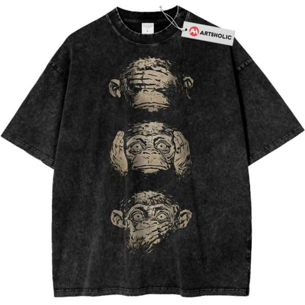 Three Wise Monkeys Shirt - Hear No Evil, See No Evil, Speak No Evil, Animal Shirt, Vintage T-Shirt
