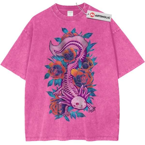 Floral Axolotl Shirt, Animal Shirt, Vintage Tee