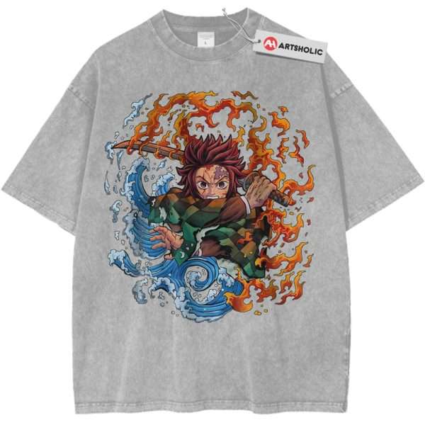 Tanjiro Kamado Shirt, Demon Slayer Shirt, Anime Shirt, Vintage T-Shirt - Light Gray, M