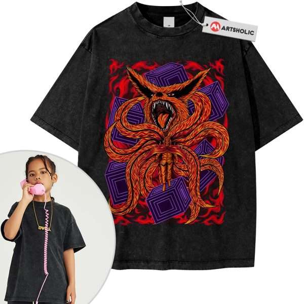 Kurama Tee For Kids, Naruto Tee For Kids, Anime Tee For Kids, Vintage Tee For Kids