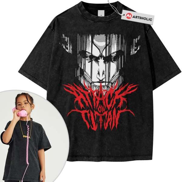 Eren Yeager Tee For Kids, Attack On Titan Tee For Kids, AOT Tee For Kids, Anime Tee For Kids, Vintage Tee For Kids