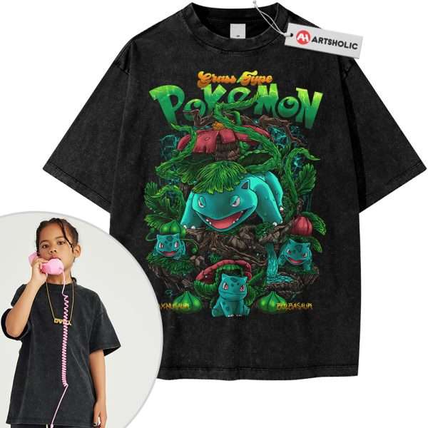 Bulbasaur Shirt For Kids, Ivysaur Shirt For Kids, Venusaur Shirt For Kids, Pokemon Shirt For Kids, PKM Shirt For Kids, Anime Shirt For Kids, Vintage T-Shirt For Kids
