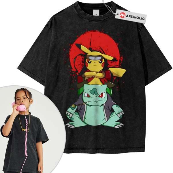 Pikachu Shirt For Kids, Bulbasaur Shirt For Kids, Pokemon Shirt For Kids, PKM Shirt For Kids, Anime Shirt For Kids, Vintage T-Shirt For Kids