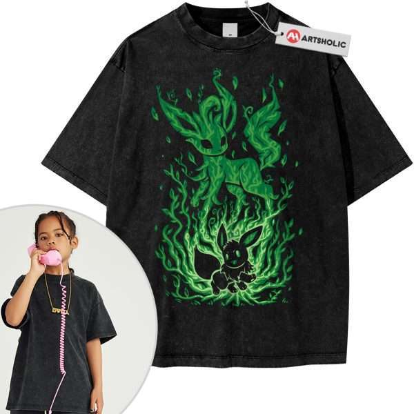 Leafeon Shirt For Kids, Eevee Shirt For Kids, Pokemon Shirt For Kids, PKM Shirt For Kids, Anime Shirt For Kids, Vintage Tee For Kids