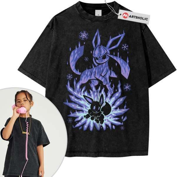 Glaceon Shirt For Kids, Eevee Shirt For Kids, Pokemon Shirt For Kids, PKM Shirt For Kids, Anime Shirt For Kids, Vintage Tee For Kids