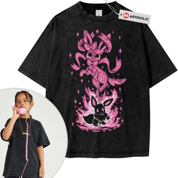 Sylveon Shirt For Kids, Eevee Shirt For Kids, Pokemon Shirt For Kids, PKM Shirt For Kids, Anime Shirt For Kids, Vintage Tee For Kids
