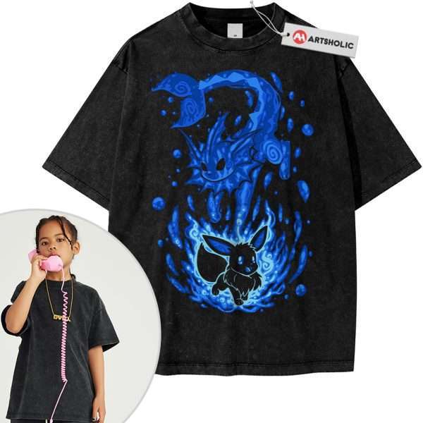 Vaporeon Shirt For Kids, Eevee Shirt For Kids, Pokemon Shirt For Kids, PKM Shirt For Kids, Anime Shirt For Kids, Vintage Tee For Kids