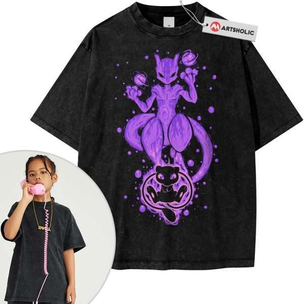 Mewtwo Shirt For Kids, Mew Shirt For Kids, Pokemon Shirt For Kids, PKM Shirt For Kids, Anime Shirt For Kids, Vintage Tee For Kids