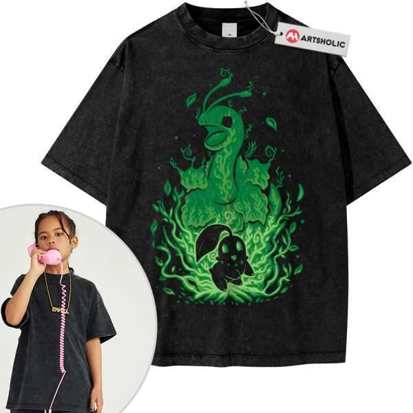 Chikorita Shirt For Kids, Meganium Shirt For Kids, Pokemon Shirt For Kids, PKM Shirt For Kids, Anime Shirt For Kids, Vintage Tee For Kids