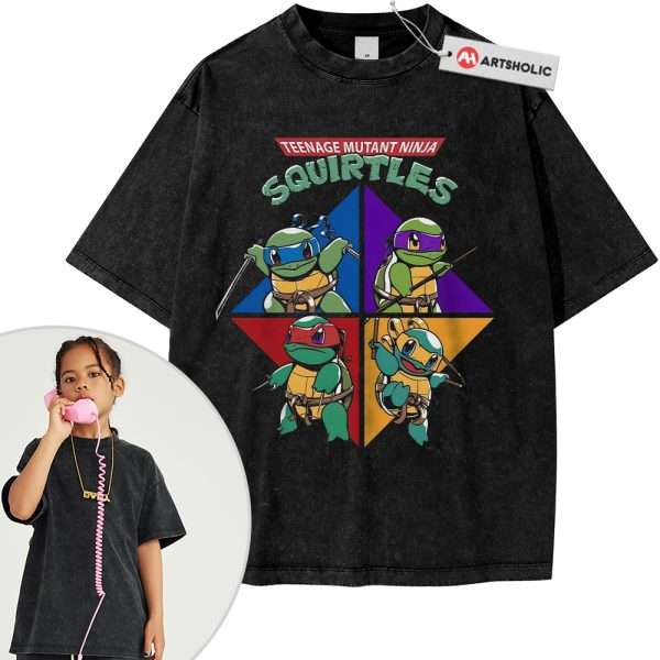 TMNT x Squirtle Shirt For Kids, Pokemon Shirt For Kids, PKM Shirt For Kids, Anime Shirt For Kids, Vintage T-Shirt For Kids