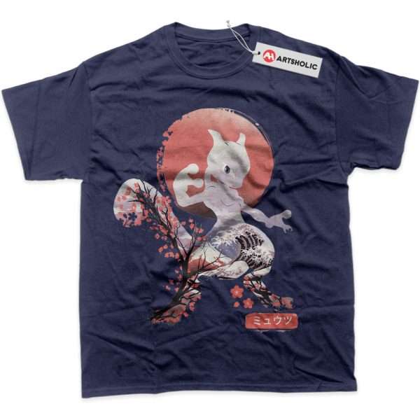 Mewtwo Shirt, Pokemon Shirt, PKM Shirt, Anime Shirt, Graphic T-Shirt - Navy, L