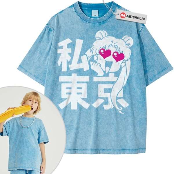 Usagi Tsukino Shirt For Kids, Sailor Moon Shirt For Kids, Anime Shirt For Kids, Vintage Tee For Kids - Sky Blue, L