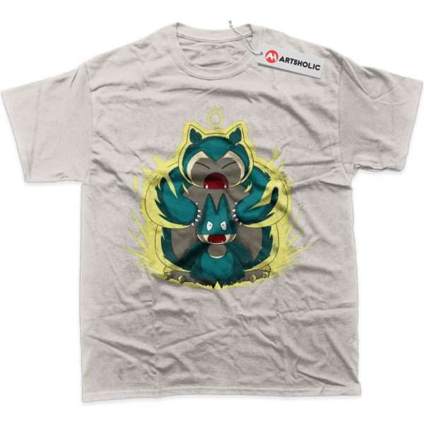 Munchlax vs Snorlax Shirt, Pokemon Shirt, Anime Shirt, Graphic T-Shirt - Sand, 2XL