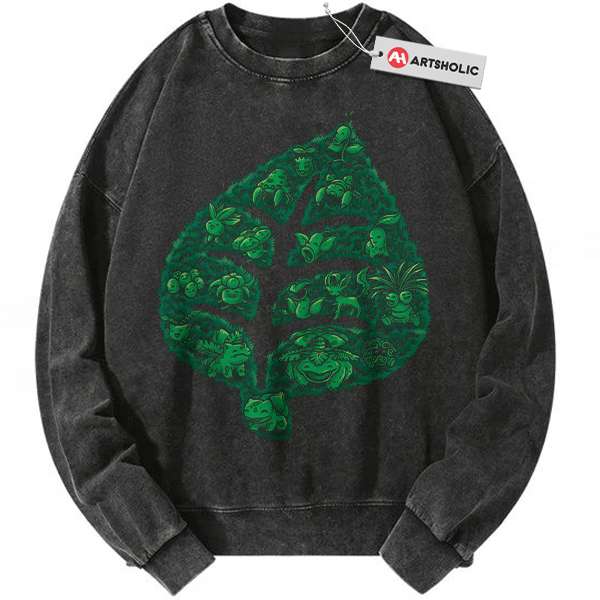 Grass-Type Pokemon Sweatshirt, PKM Sweatshirt, Anime Sweatshirt, Vintage Sweatshirt