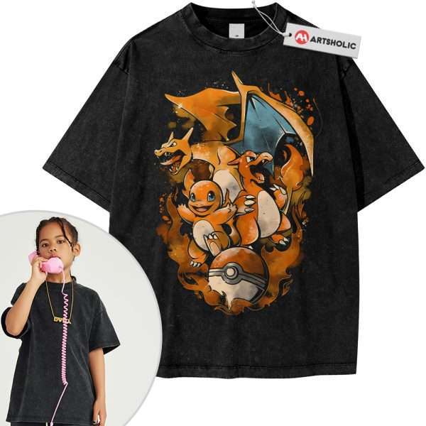 Charmander - Charmeleon - Charizard Shirt For Kids, Pokemon Shirt For Kids, PKM Shirt For Kids, Anime Shirt For Kids, Vintage Tee For Kids