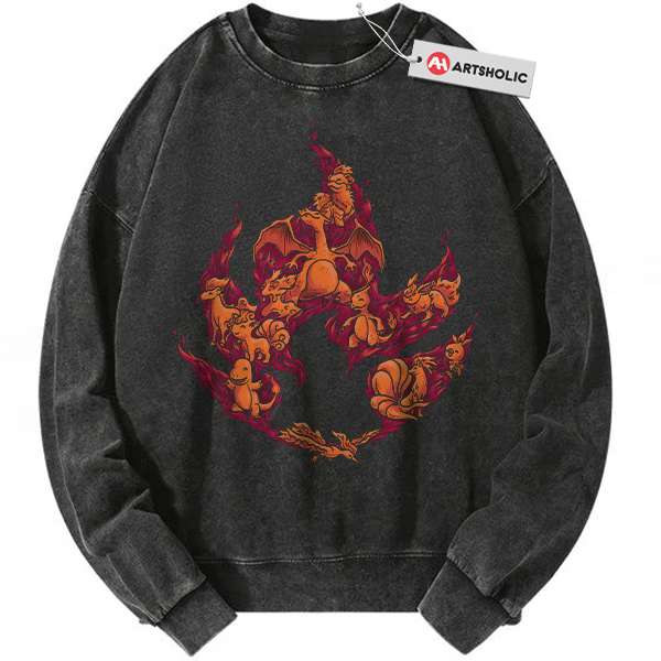 Fire-Type Pokemon Sweatshirt, PKM Sweatshirt, Anime Sweatshirt, Vintage Sweatshirt