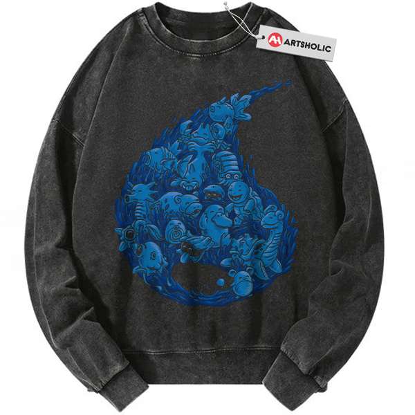 Water-Type Pokemon Sweatshirt, PKM Sweatshirt, Anime Sweatshirt, Vintage Sweatshirt