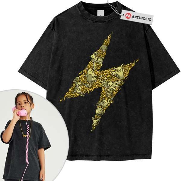 Electric-Type Pokemon Shirt For Kids, PKM Shirt For Kids, Anime Shirt For Kids, Vintage Tee For Kids