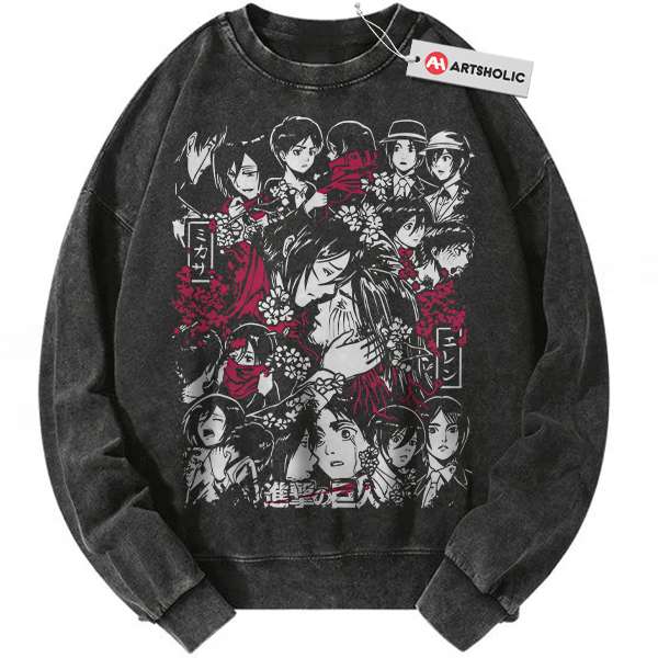 Mikasa Ackerman vs Eren Yeager Sweatshirt, Attack On Titan Sweatshirt, AOT Sweatshirt, Anime Sweatshirt, Vintage Sweatshirt