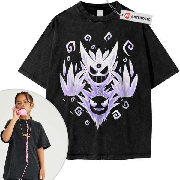Gatsly vs Mega Gengar Shirt For Kids, Pokemon Shirt For Kids, PKM Shirt For Kids, Anime Shirt For Kids, Vintage T-Shirt For Kids