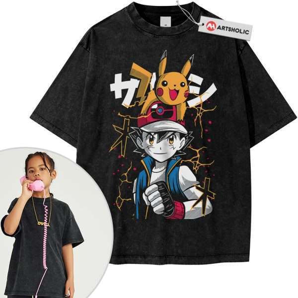 Pikachu vs Ash Ketchum Shirt For Kids, Pokemon Shirt For Kids, PKM Shirt For Kids, Anime Shirt For Kids, Vintage T-Shirt For Kids