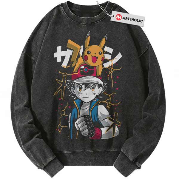 Pikachu vs Ash Ketchum Sweatshirt, Pokemon Sweatshirt, PKM Sweatshirt, Anime Sweatshirt, Vintage Sweatshirt