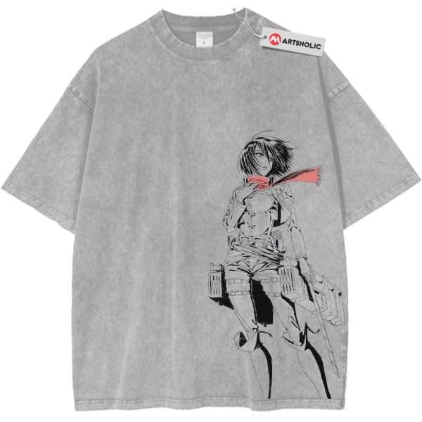 Mikasa Ackerman Shirt, Attack On Titan Shirt, AOT Shirt, Anime Shirt, Vintage Tee - Light Gray, XL