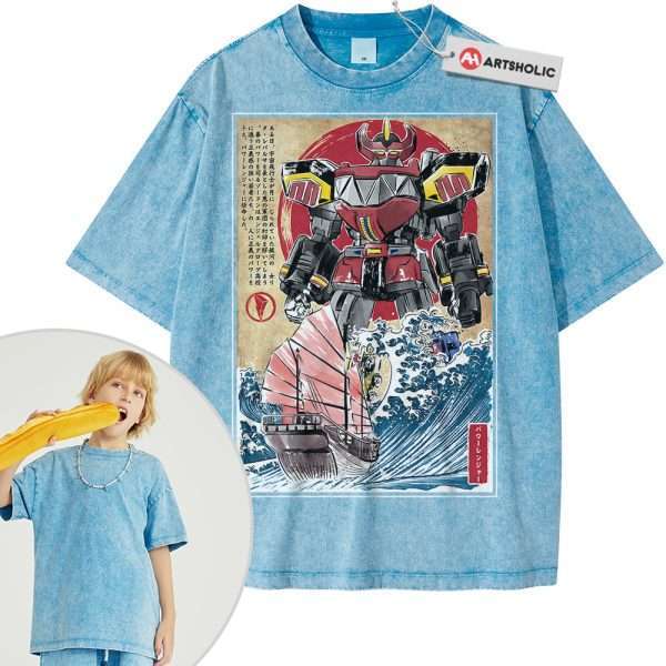 Power Ranger Shirt For Kids, Animated Shirt For Kids, Vintage Tee For Kids - Sky Blue, S