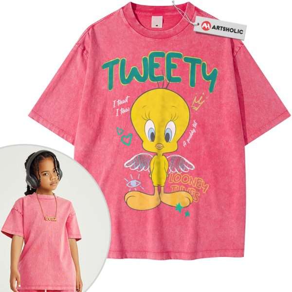 Tweety Shirt For Kids, Looney Tunes Shirt For Kids, Cartoon Shirt For Kids, Vintage T-Shirt For Kids - Cherry, S